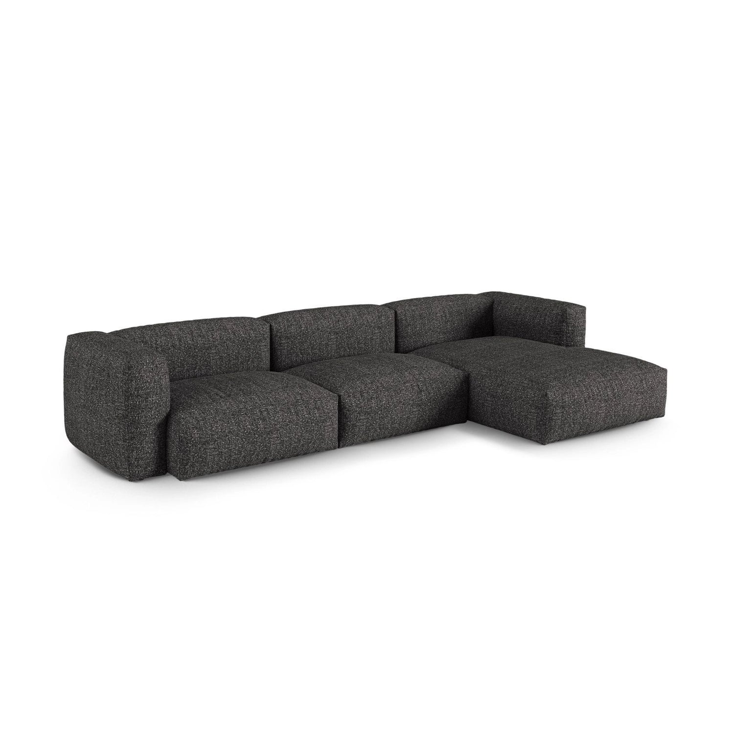 Martina modulares Ecksofa, Rechte Seite, Sitztiefe 90 cm, aus Boucle in Anthrazit (Monet Anthracite), 330x176 cm von Micadoni – Bild 3