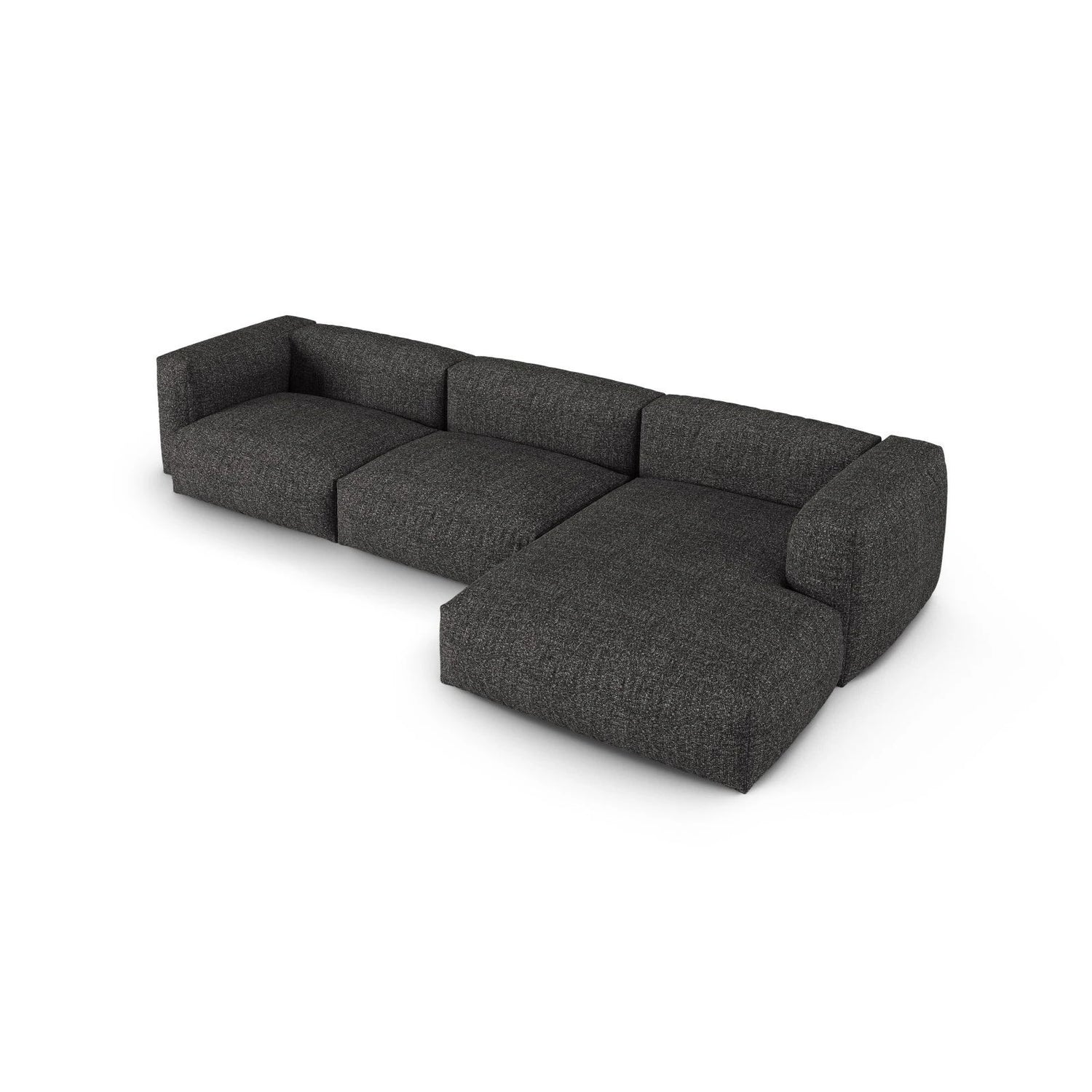 Martina modulares Ecksofa, Rechte Seite, Sitztiefe 90 cm, aus Boucle in Anthrazit (Monet Anthracite), 330x176 cm von Micadoni – Bild 4