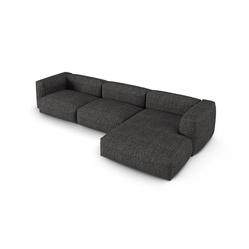 Martina modulares Ecksofa, Rechte Seite, Sitztiefe 90 cm, aus Boucle in Anthrazit (Monet Anthracite), 330x176 cm von Micadoni – Bild 4