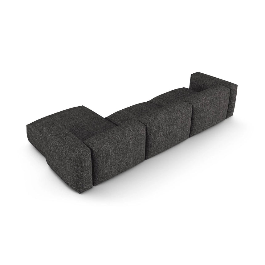 Martina modulares Ecksofa, Rechte Seite, Sitztiefe 90 cm, aus Boucle in Anthrazit (Monet Anthracite), 330x176 cm von Micadoni – Bild 5