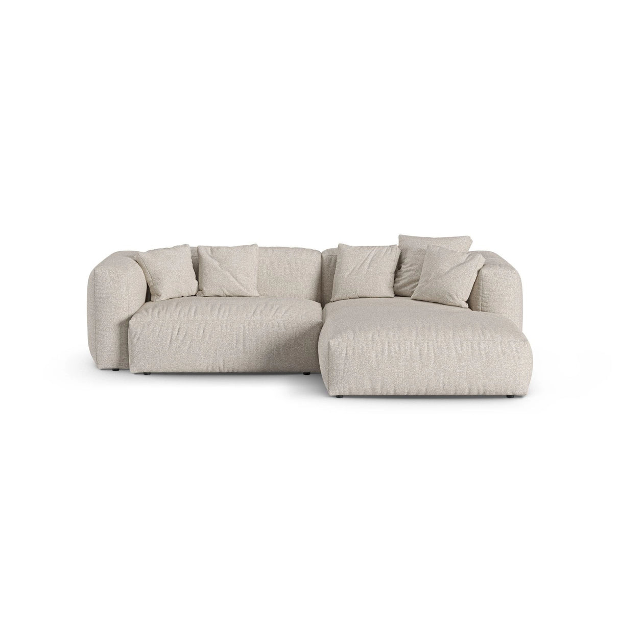 Martina modulares Ecksofa, Rechte Seite, Sitztiefe 90 cm, aus Boucle in Beige (Monet Sand), 280x176 cm von Micadoni – Bild 1