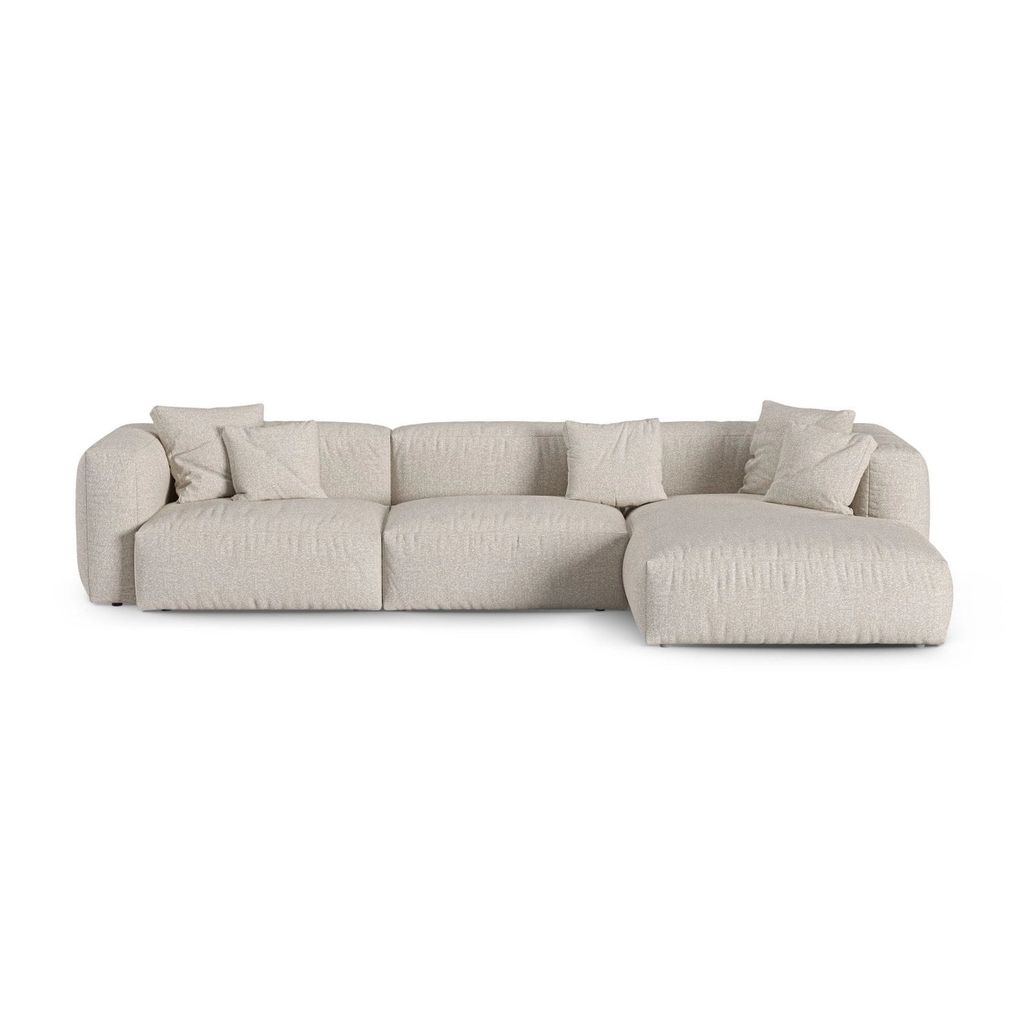 Martina modulares Ecksofa, Rechte Seite, Sitztiefe 90 cm, aus Boucle in Beige (Monet Sand), 330x176 cm von Micadoni – Bild 1