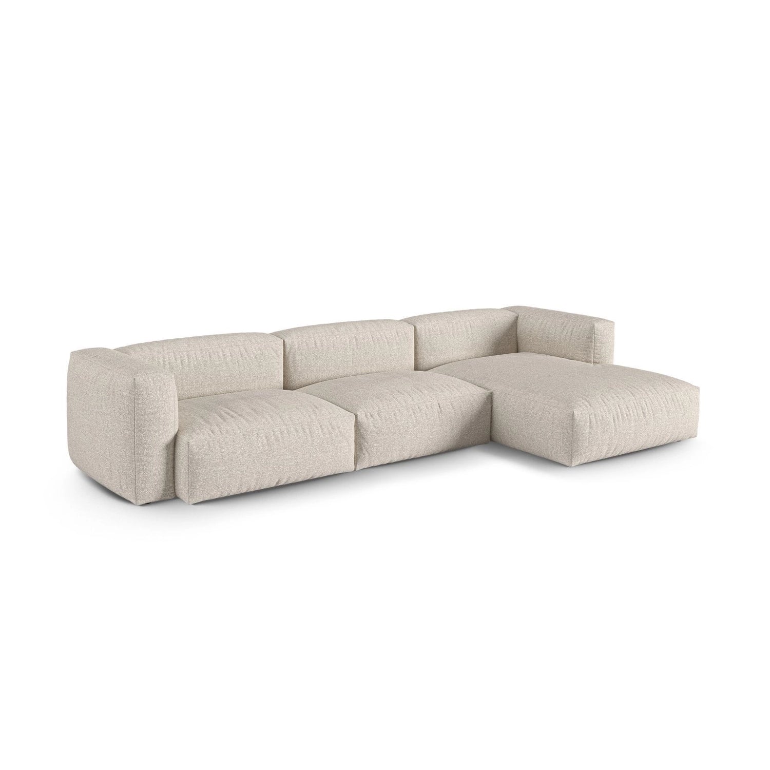 Martina modulares Ecksofa, Rechte Seite, Sitztiefe 90 cm, aus Boucle in Beige (Monet Sand), 330x176 cm von Micadoni – Bild 3