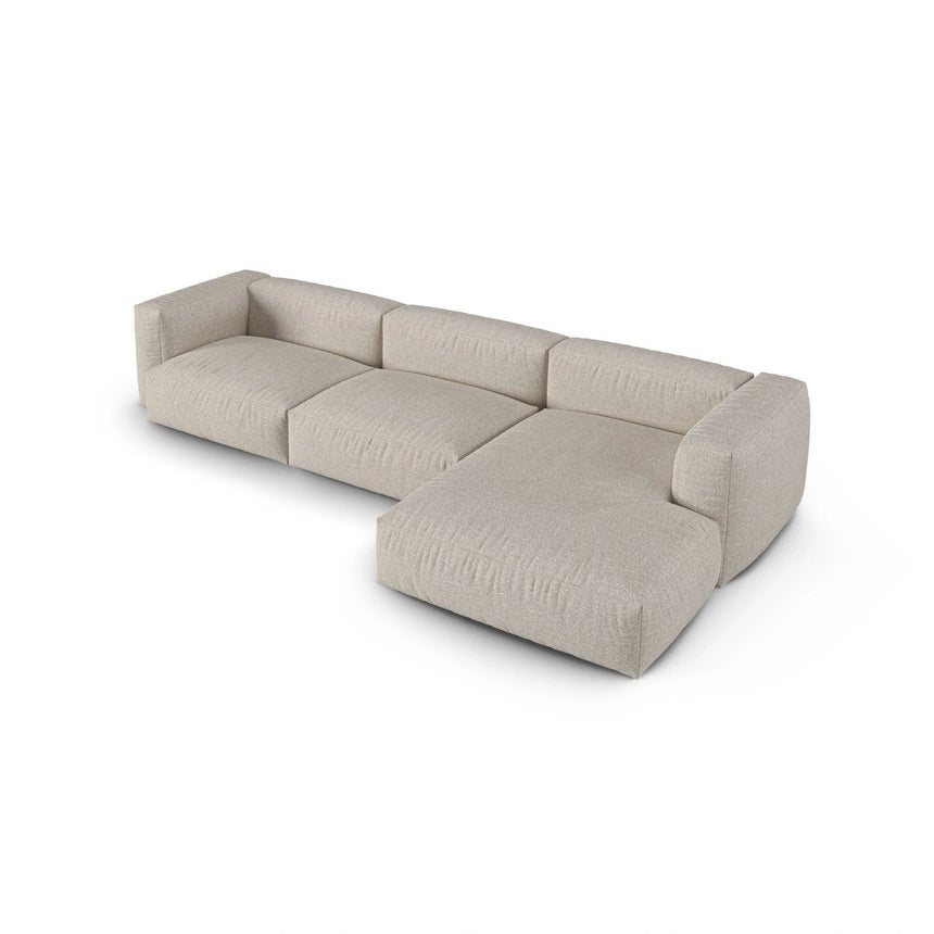 Martina modulares Ecksofa, Rechte Seite, Sitztiefe 90 cm, aus Boucle in Beige (Monet Sand), 330x176 cm von Micadoni – Bild 4