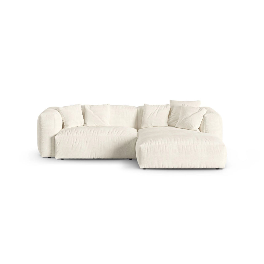 Martina modulares Ecksofa, Rechte Seite, Sitztiefe 90 cm, aus Boucle in Elfenbein (Monet Nata), 280x176 cm von Micadoni – Bild 1