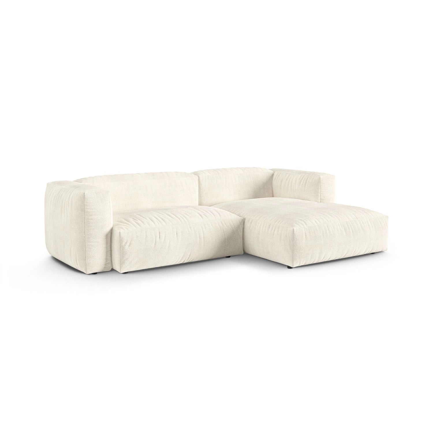 Martina modulares Ecksofa, Rechte Seite, Sitztiefe 90 cm, aus Boucle in Elfenbein (Monet Nata), 280x176 cm von Micadoni – Bild 3