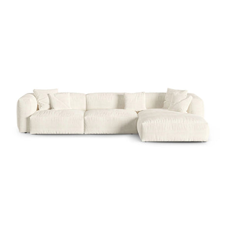 Martina modulares Ecksofa, Rechte Seite, Sitztiefe 90 cm, aus Boucle in Elfenbein (Monet Nata), 330x176 cm von Micadoni – Bild 1