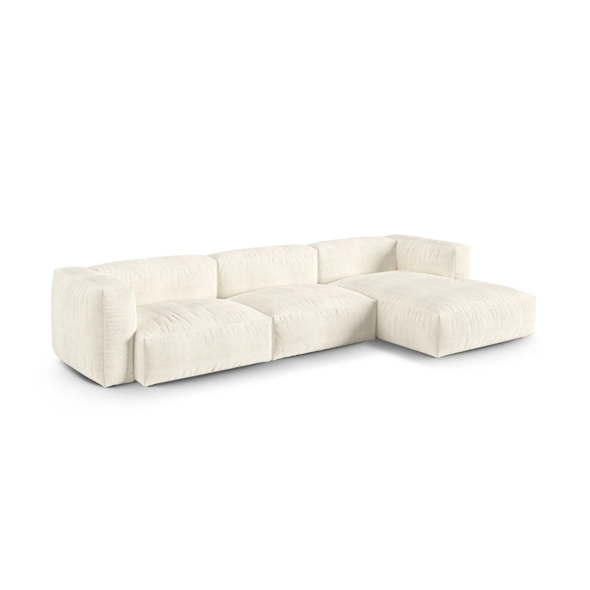 Martina modulares Ecksofa, Rechte Seite, Sitztiefe 90 cm, aus Boucle in Elfenbein (Monet Nata), 330x176 cm von Micadoni – Bild 3