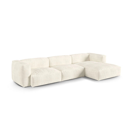 Martina modulares Ecksofa, Rechte Seite, Sitztiefe 90 cm, aus Boucle in Elfenbein (Monet Nata), 330x176 cm von Micadoni – Bild 3