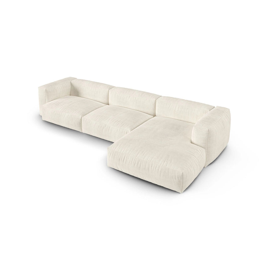 Martina modulares Ecksofa, Rechte Seite, Sitztiefe 90 cm, aus Boucle in Elfenbein (Monet Nata), 330x176 cm von Micadoni – Bild 4