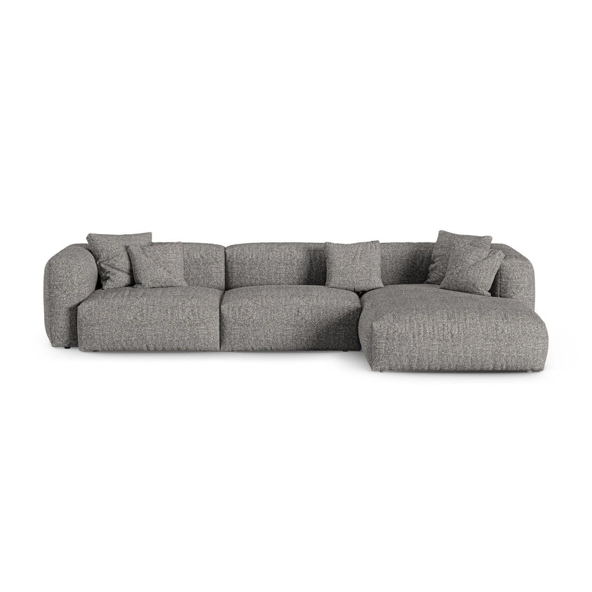 Martina modulares Ecksofa, Rechte Seite, Sitztiefe 90 cm, aus Boucle in Graphit (Monet Graphite), 330x176 cm von Micadoni – Bild 1