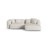 Martina modulares Ecksofa, Rechte Seite, Sitztiefe 90 cm, aus Boucle in Grau Beige meliert (Monet Pearl), 280x176 cm von Micadoni – Bild 1