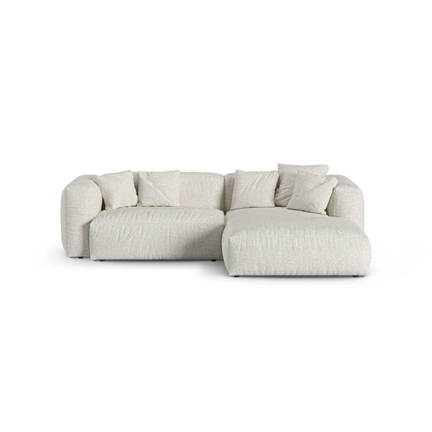 Martina modulares Ecksofa, Rechte Seite, Sitztiefe 90 cm, aus Boucle in Grau Beige meliert (Monet Pearl), 280x176 cm von Micadoni – Bild 1