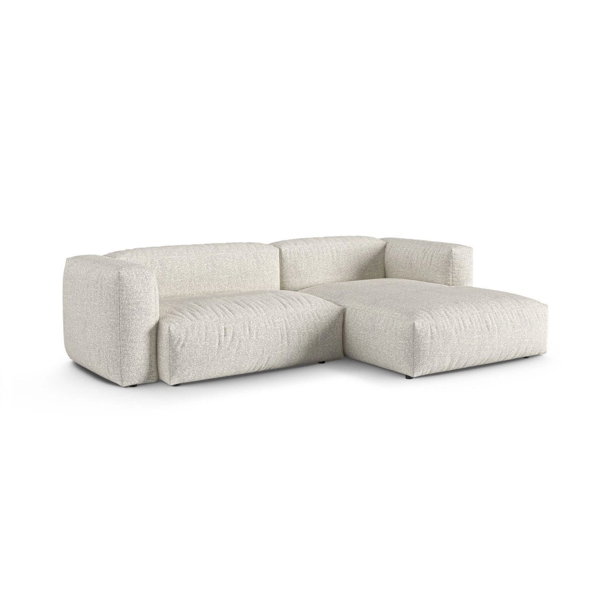 Martina modulares Ecksofa, Rechte Seite, Sitztiefe 90 cm, aus Boucle in Grau Beige meliert (Monet Pearl), 280x176 cm von Micadoni – Bild 3