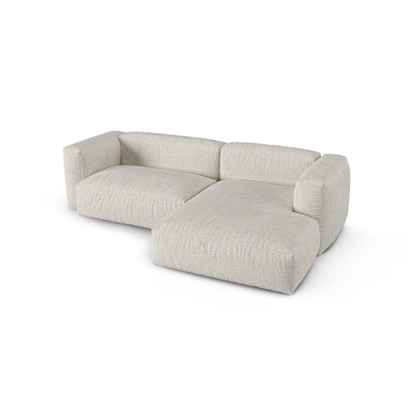 Martina modulares Ecksofa, Rechte Seite, Sitztiefe 90 cm, aus Boucle in Grau Beige meliert (Monet Pearl), 280x176 cm von Micadoni – Bild 4