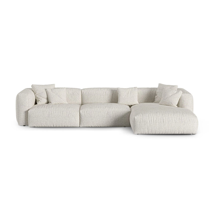Martina modulares Ecksofa, Rechte Seite, Sitztiefe 90 cm, aus Boucle in Grau Beige meliert (Monet Pearl), 330x176 cm von Micadoni – Bild 1