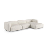 Martina modulares Ecksofa, Rechte Seite, Sitztiefe 90 cm, aus Boucle in Grau Beige meliert (Monet Pearl), 330x176 cm von Micadoni – Bild 3