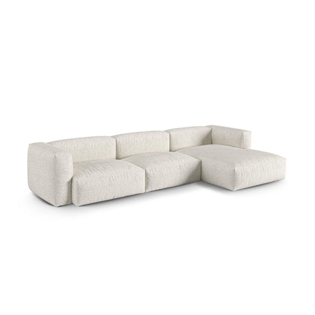 Martina modulares Ecksofa, Rechte Seite, Sitztiefe 90 cm, aus Boucle in Grau Beige meliert (Monet Pearl), 330x176 cm von Micadoni – Bild 3