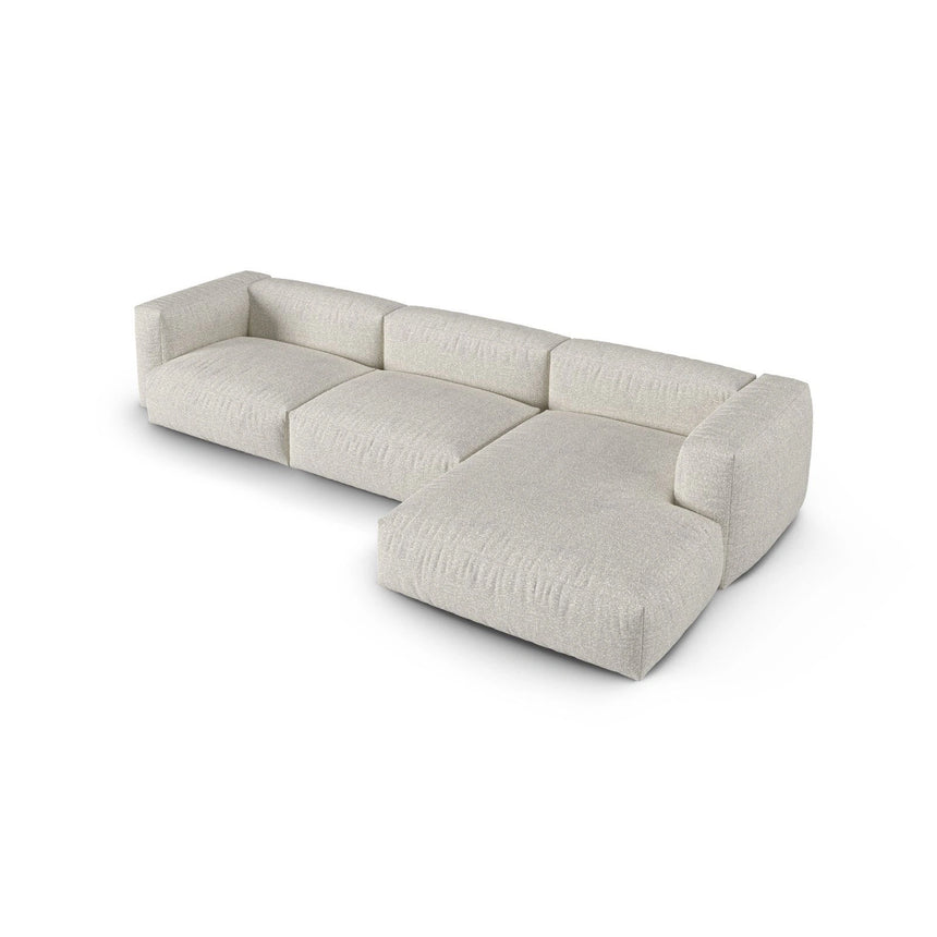 Martina modulares Ecksofa, Rechte Seite, Sitztiefe 90 cm, aus Boucle in Grau Beige meliert (Monet Pearl), 330x176 cm von Micadoni – Bild 4