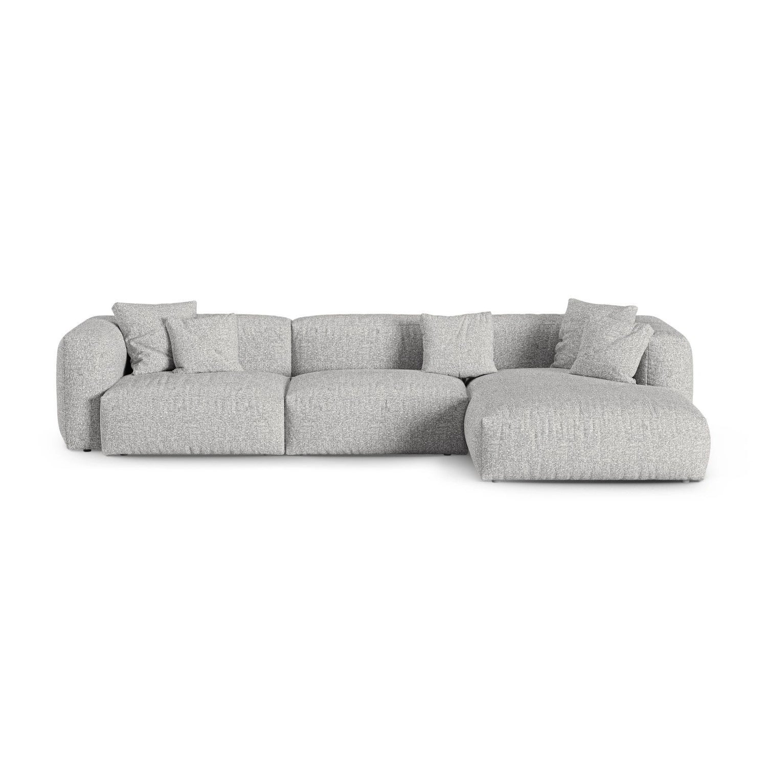 Martina modulares Ecksofa, Rechte Seite, Sitztiefe 90 cm, aus Boucle in Silber (Monet Silver), 330x176 cm von Micadoni – Bild 1