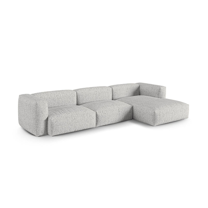 Martina modulares Ecksofa, Rechte Seite, Sitztiefe 90 cm, aus Boucle in Silber (Monet Silver), 330x176 cm von Micadoni – Bild 3