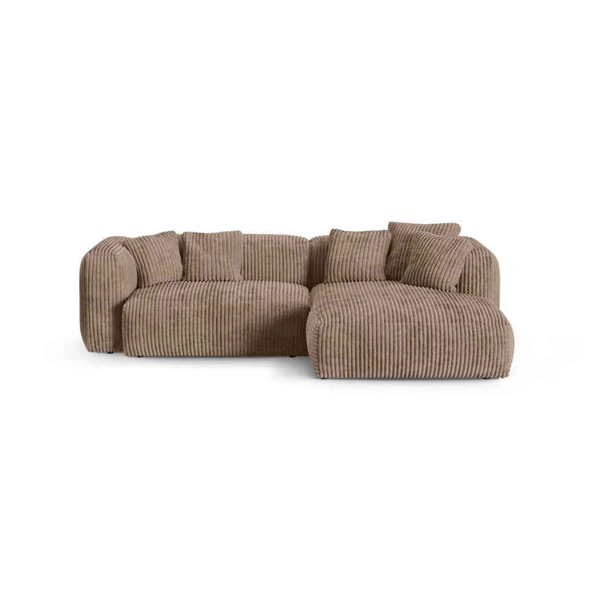 Martina modulares Ecksofa, Rechte Seite, Sitztiefe 90 cm, aus Cord in Acorn (Tilia 17), 280x176 cm von Micadoni – Bild 1