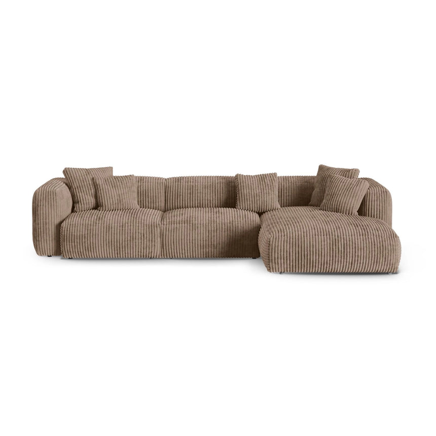 Martina modulares Ecksofa, Rechte Seite, Sitztiefe 90 cm, aus Cord in Acorn (Tilia 17), 330x176 cm von Micadoni – Bild 1
