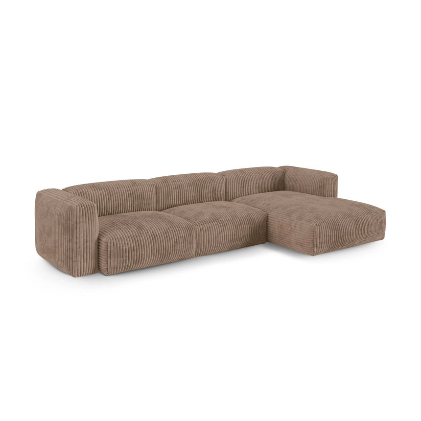 Martina modulares Ecksofa, Rechte Seite, Sitztiefe 90 cm, aus Cord in Acorn (Tilia 17), 330x176 cm von Micadoni – Bild 3