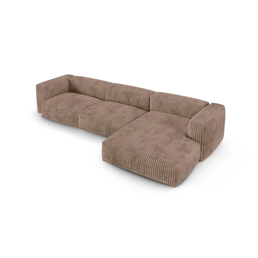 Martina modulares Ecksofa, Rechte Seite, Sitztiefe 90 cm, aus Cord in Acorn (Tilia 17), 330x176 cm von Micadoni – Bild 4