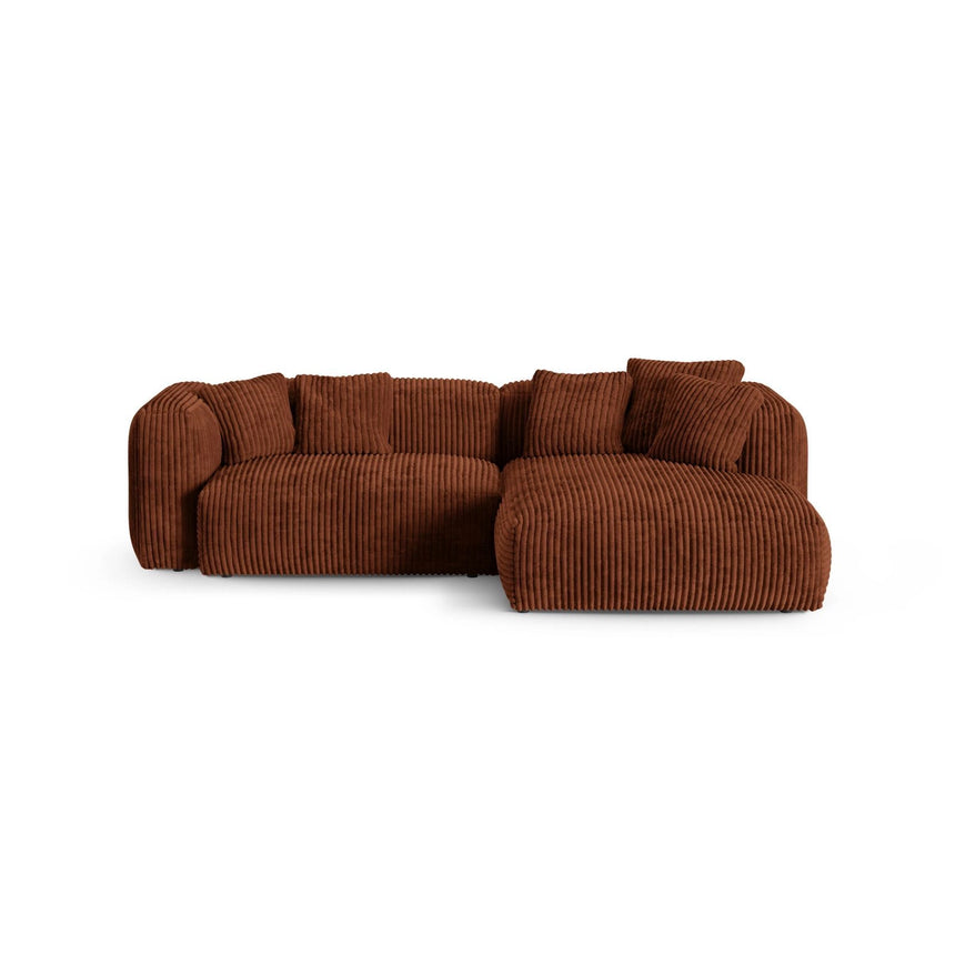 Martina modulares Ecksofa, Rechte Seite, Sitztiefe 90 cm, aus Cord in Brick (Tilia 52), 280x176 cm von Micadoni – Bild 1