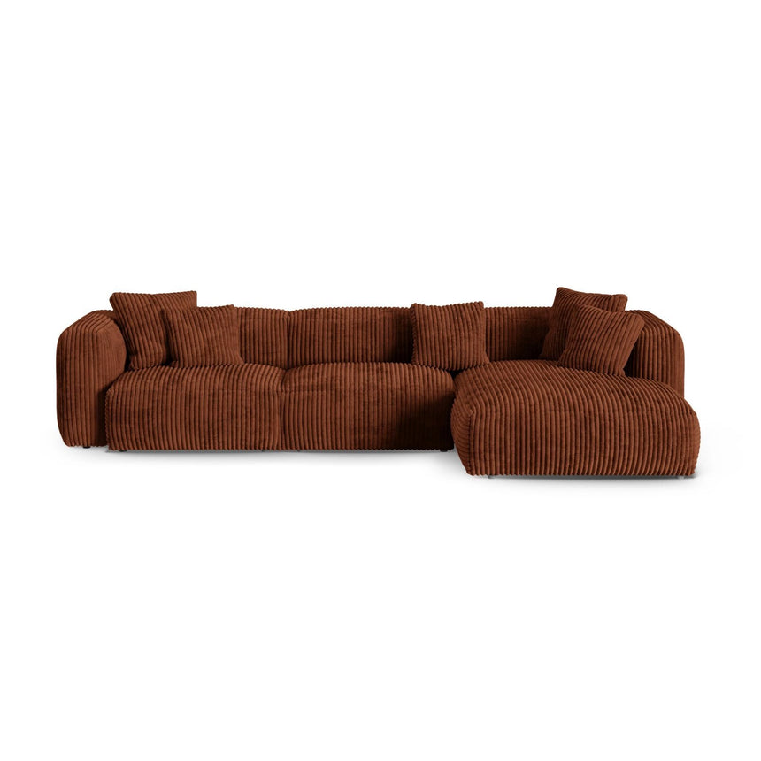 Martina modulares Ecksofa, Rechte Seite, Sitztiefe 90 cm, aus Cord in Brick (Tilia 52), 330x176 cm von Micadoni – Bild 1