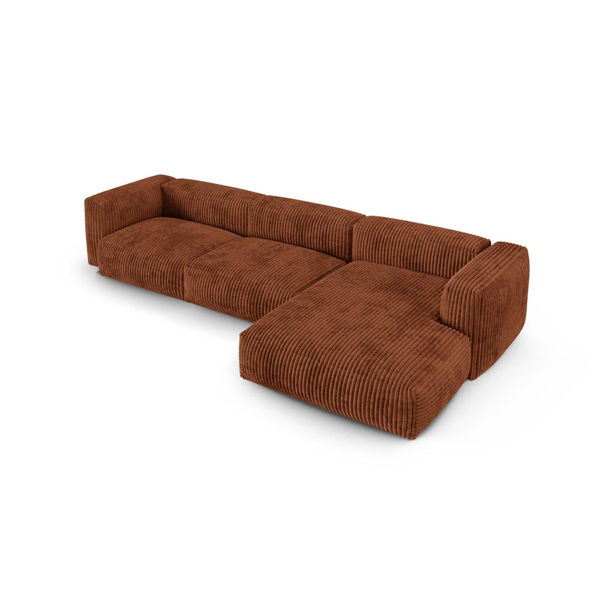 Martina modulares Ecksofa, Rechte Seite, Sitztiefe 90 cm, aus Cord in Brick (Tilia 52), 330x176 cm von Micadoni – Bild 4