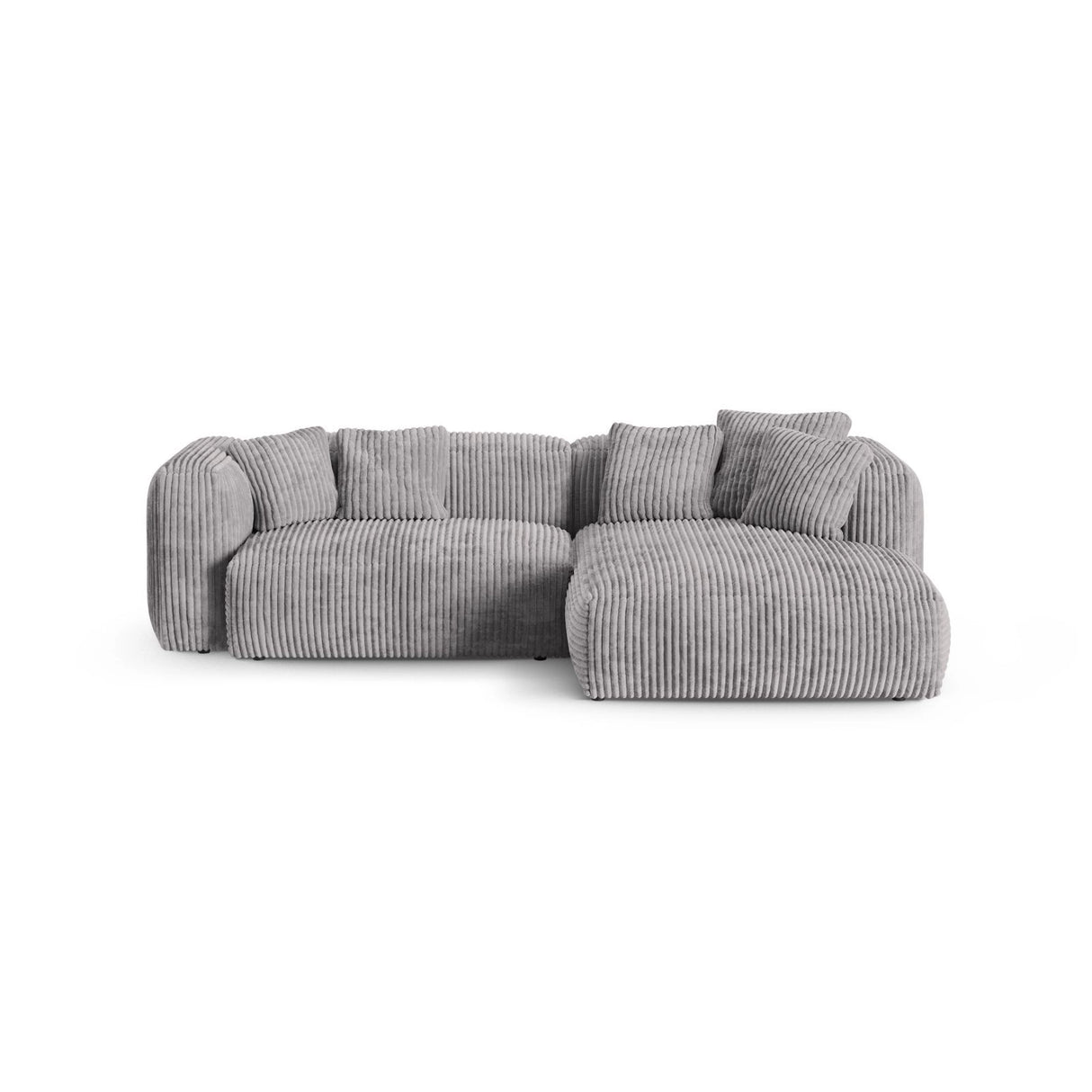 Martina modulares Ecksofa, Rechte Seite, Sitztiefe 90 cm, aus Cord in Hellgrau (Tilia 86), 280x176 cm von Micadoni – Bild 1