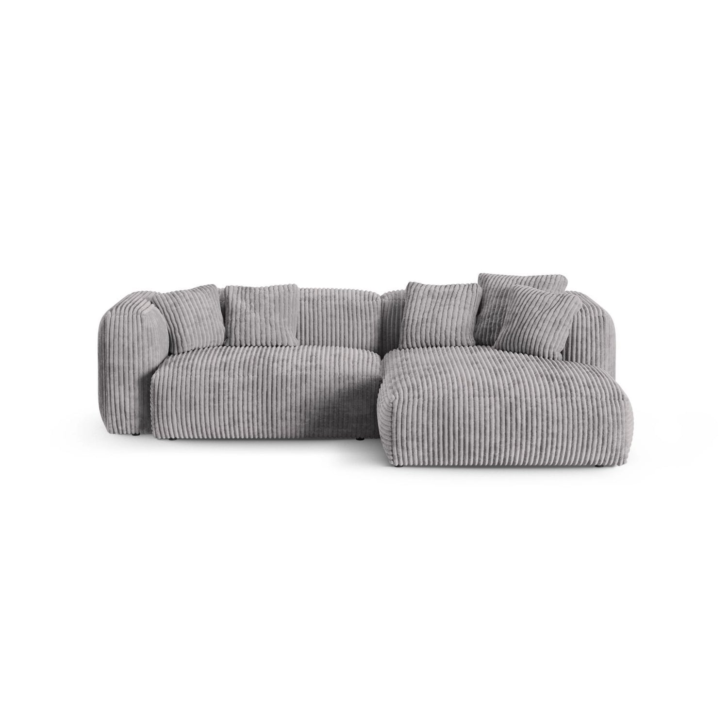 Martina modulares Ecksofa, Rechte Seite, Sitztiefe 90 cm, aus Cord in Hellgrau (Tilia 86), 280x176 cm von Micadoni – Bild 1
