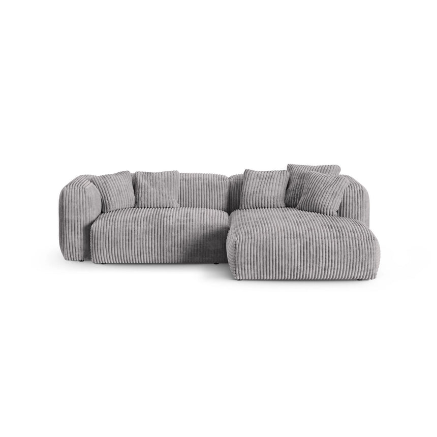 Martina modulares Ecksofa, Rechte Seite, Sitztiefe 90 cm, aus Cord in Hellgrau (Tilia 86), 280x176 cm von Micadoni – Bild 1