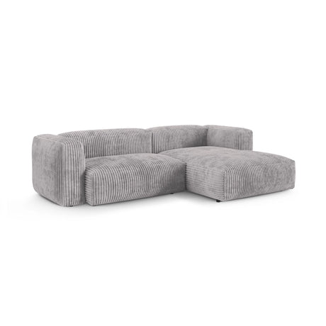 Martina modulares Ecksofa, Rechte Seite, Sitztiefe 90 cm, aus Cord in Hellgrau (Tilia 86), 280x176 cm von Micadoni – Bild 3