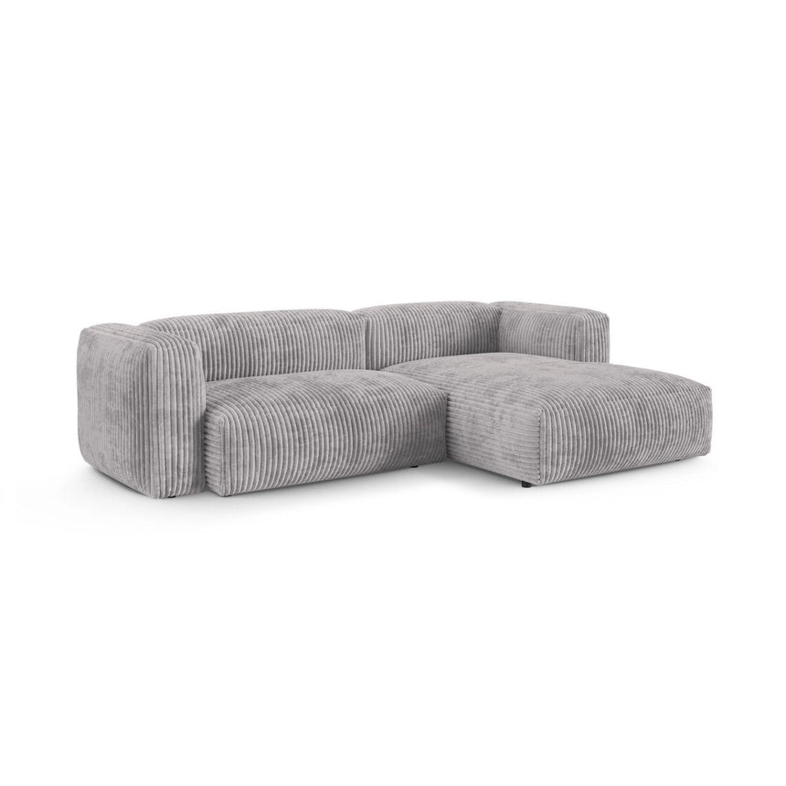 Martina modulares Ecksofa, Rechte Seite, Sitztiefe 90 cm, aus Cord in Hellgrau (Tilia 86), 280x176 cm von Micadoni – Bild 3