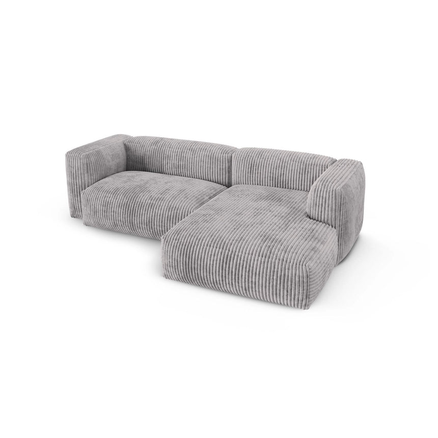 Martina modulares Ecksofa, Rechte Seite, Sitztiefe 90 cm, aus Cord in Hellgrau (Tilia 86), 280x176 cm von Micadoni – Bild 4