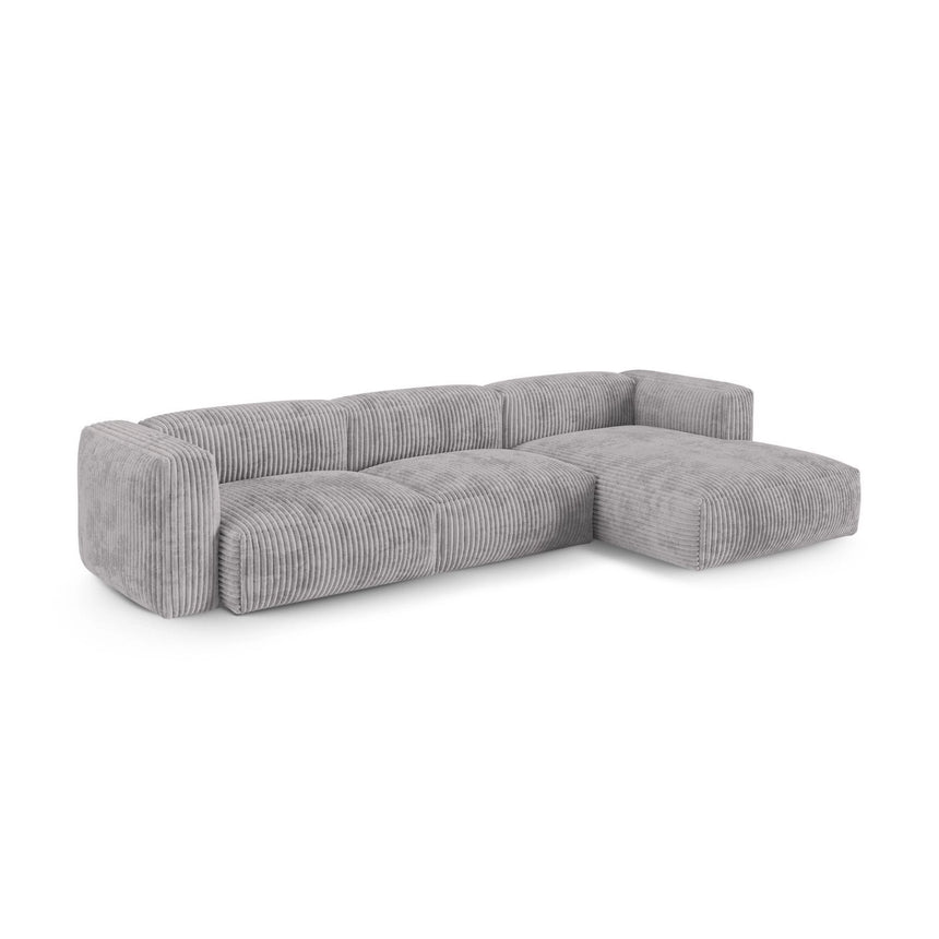 Martina modulares Ecksofa, Rechte Seite, Sitztiefe 90 cm, aus Cord in Hellgrau (Tilia 86), 330x176 cm von Micadoni – Bild 3