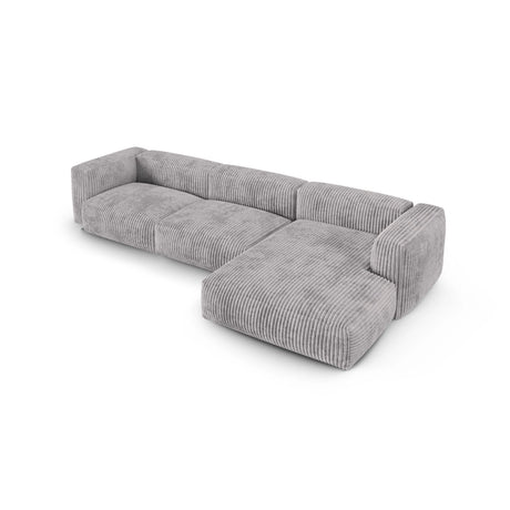Martina modulares Ecksofa, Rechte Seite, Sitztiefe 90 cm, aus Cord in Hellgrau (Tilia 86), 330x176 cm von Micadoni – Bild 4
