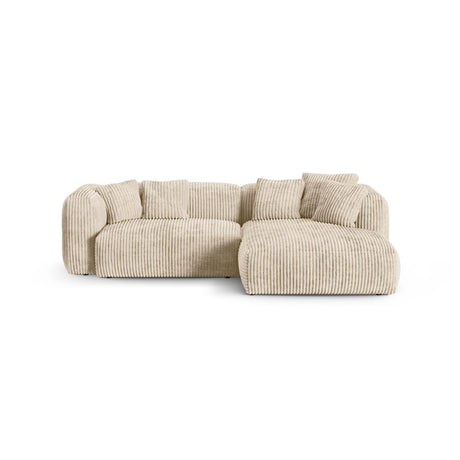 Martina modulares Ecksofa, Rechte Seite, Sitztiefe 90 cm, aus Cord in Leichtes Beige (Tilia 03), 280x176 cm von Micadoni – Bild 1