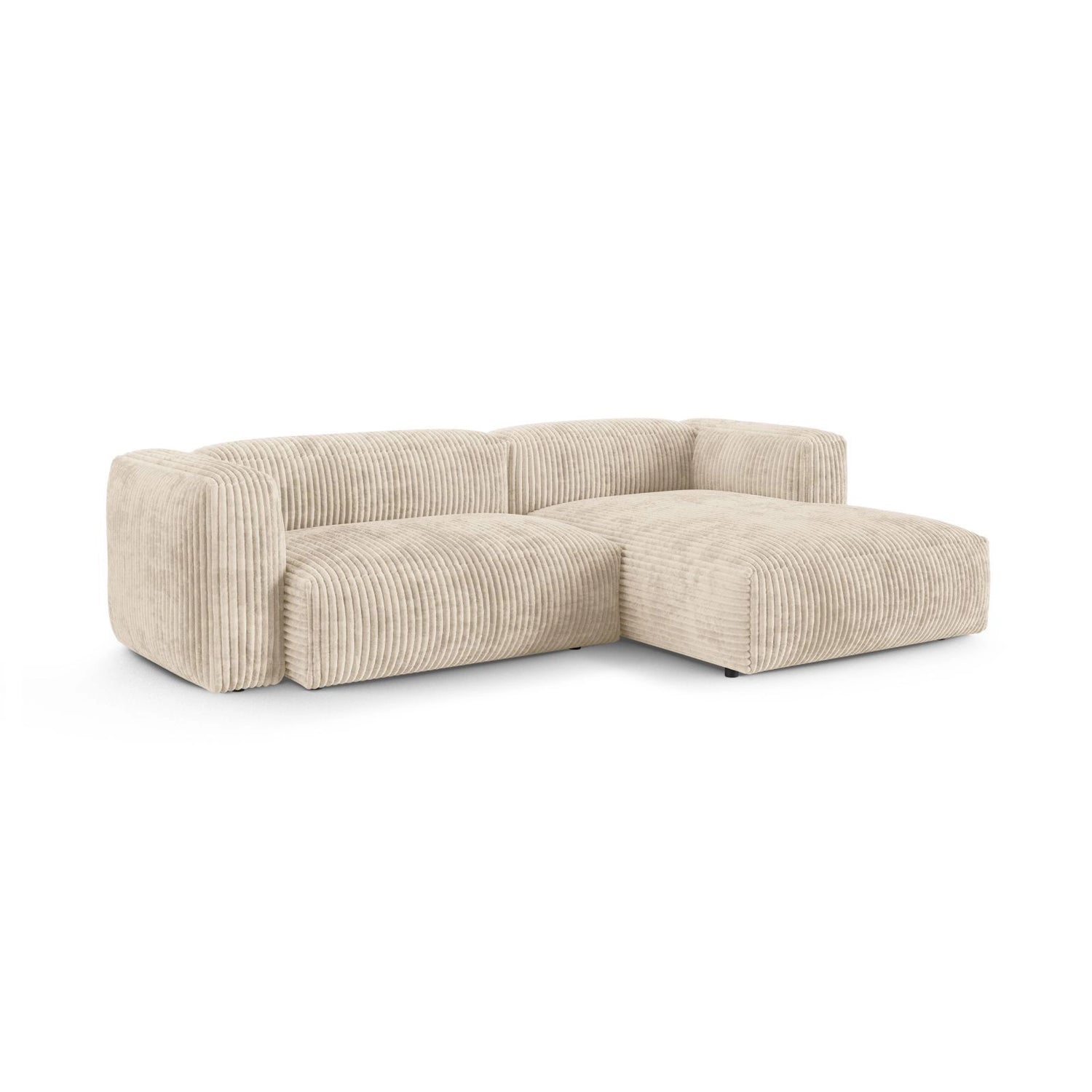 Martina modulares Ecksofa, Rechte Seite, Sitztiefe 90 cm, aus Cord in Leichtes Beige (Tilia 03), 280x176 cm von Micadoni – Bild 3