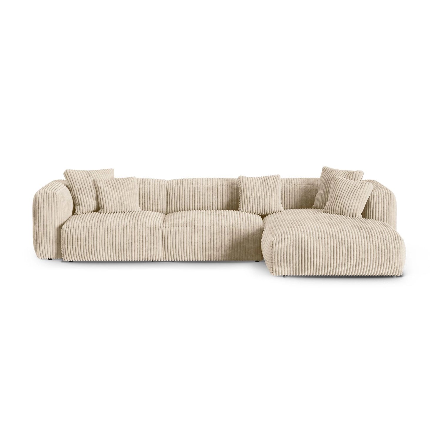 Martina modulares Ecksofa, Rechte Seite, Sitztiefe 90 cm, aus Cord in Leichtes Beige (Tilia 03), 330x176 cm von Micadoni – Bild 1