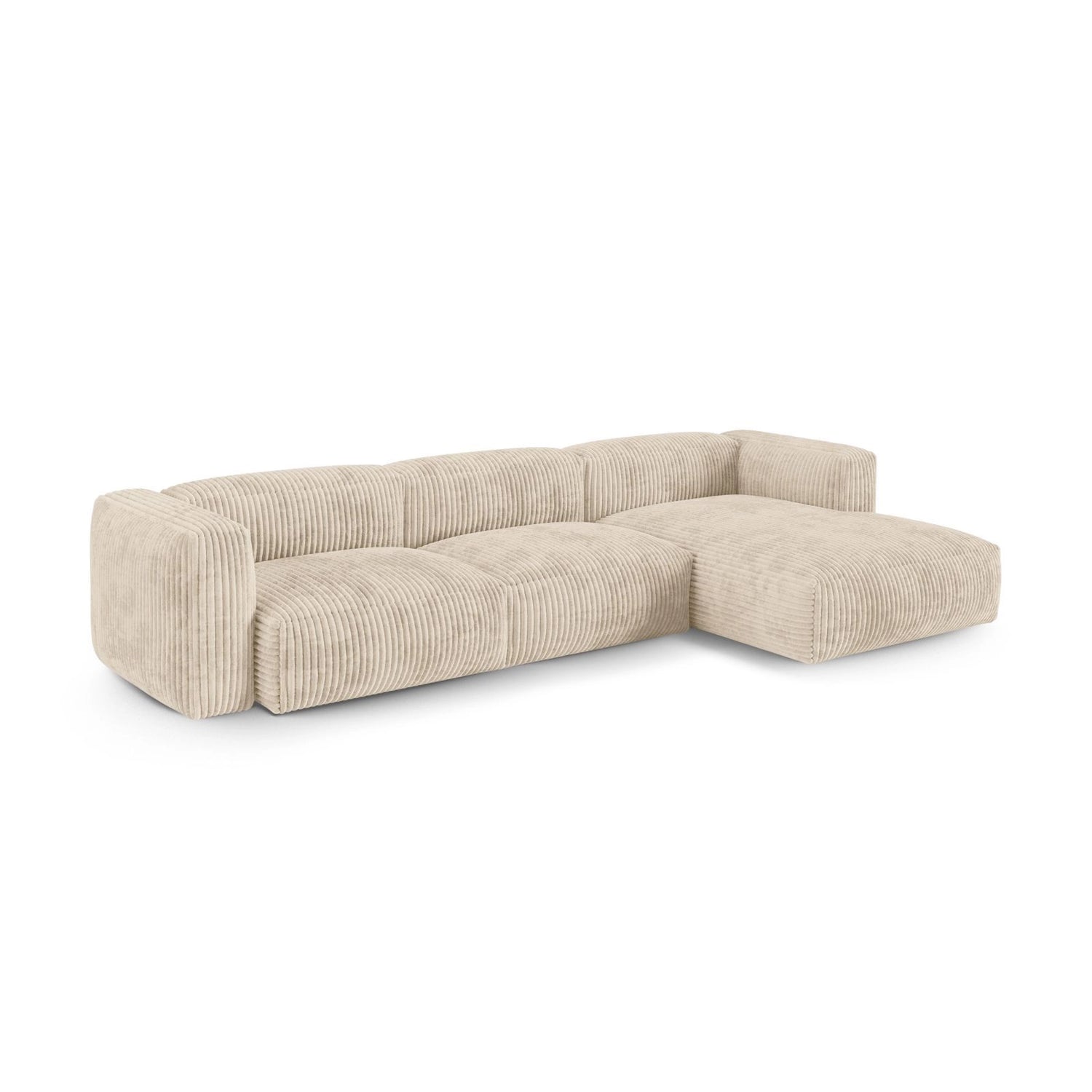 Martina modulares Ecksofa, Rechte Seite, Sitztiefe 90 cm, aus Cord in Leichtes Beige (Tilia 03), 330x176 cm von Micadoni – Bild 3