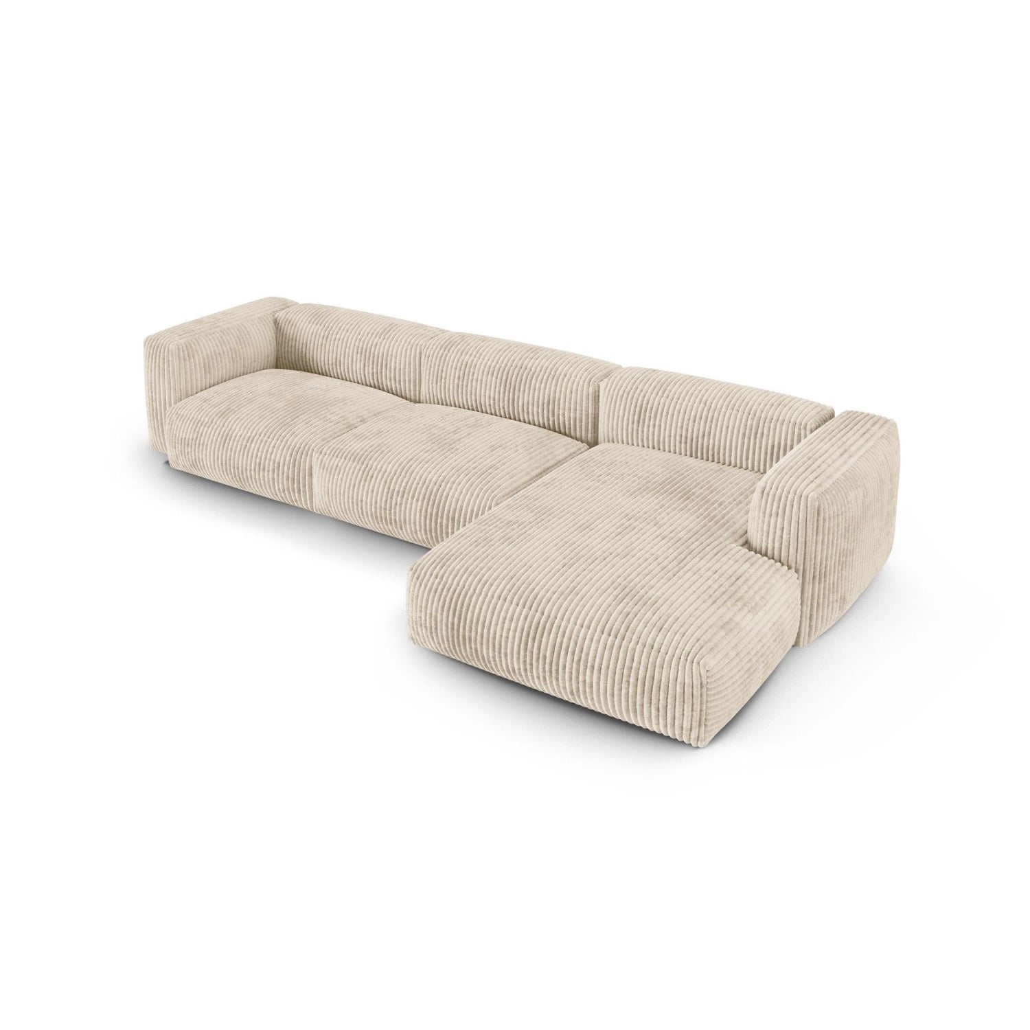 Martina modulares Ecksofa, Rechte Seite, Sitztiefe 90 cm, aus Cord in Leichtes Beige (Tilia 03), 330x176 cm von Micadoni – Bild 4