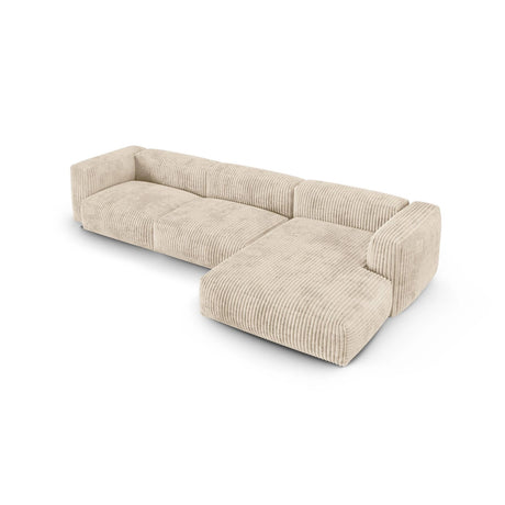 Martina modulares Ecksofa, Rechte Seite, Sitztiefe 90 cm, aus Cord in Leichtes Beige (Tilia 03), 330x176 cm von Micadoni – Bild 4