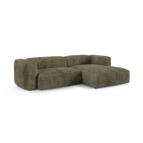 Martina modulares Ecksofa, Rechte Seite, Sitztiefe 90 cm, aus Cord in Moosgrün (Tilia 37), 280x176 cm von Micadoni – Bild 3