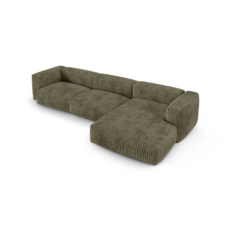 Martina modulares Ecksofa, Rechte Seite, Sitztiefe 90 cm, aus Cord in Moosgrün (Tilia 37), 330x176 cm von Micadoni – Bild 4