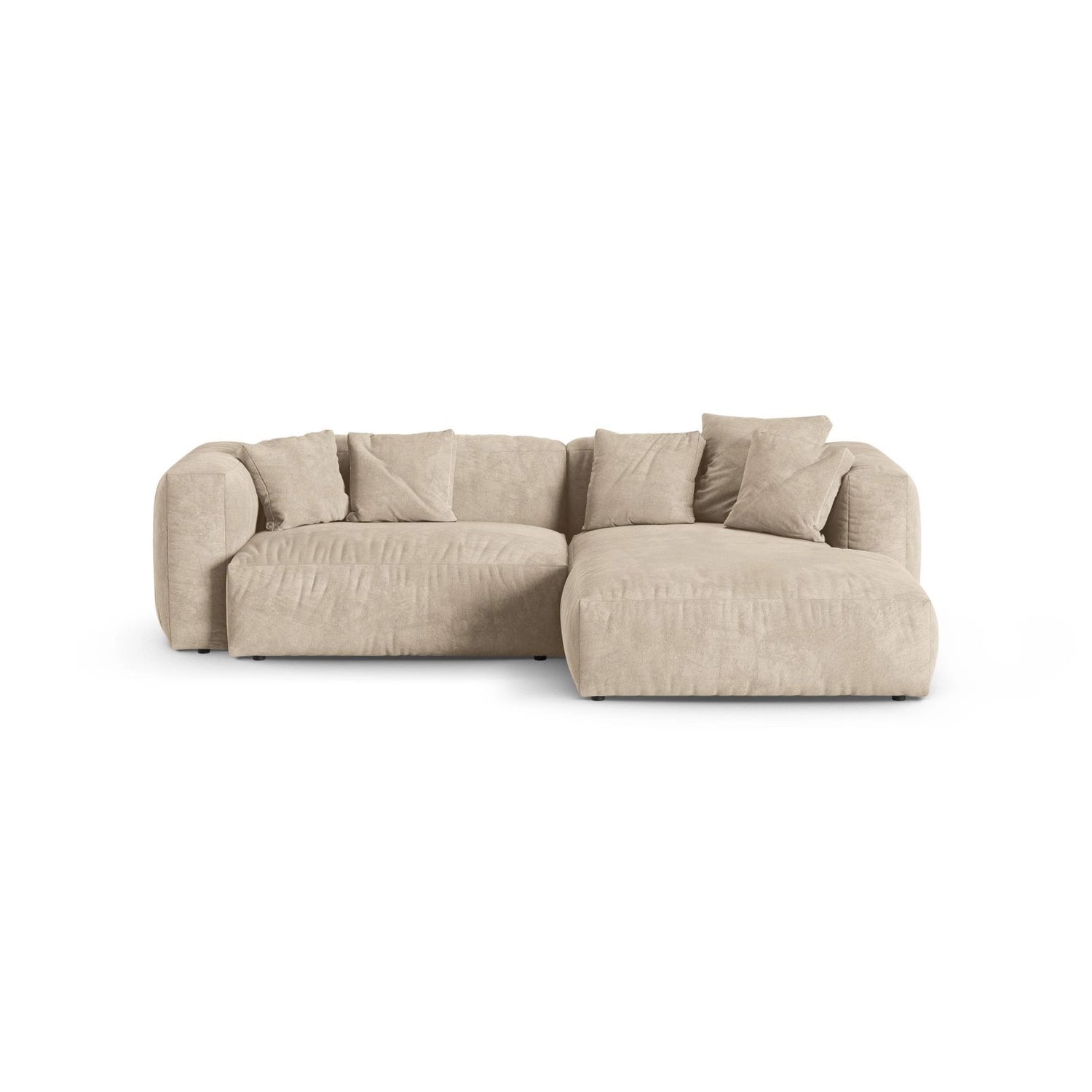 Martina modulares Ecksofa, Rechte Seite, Sitztiefe 90 cm, aus Samt, Cord, Boucle oder Strukturstoff, 280x176 cm von Micadoni – Bild 1