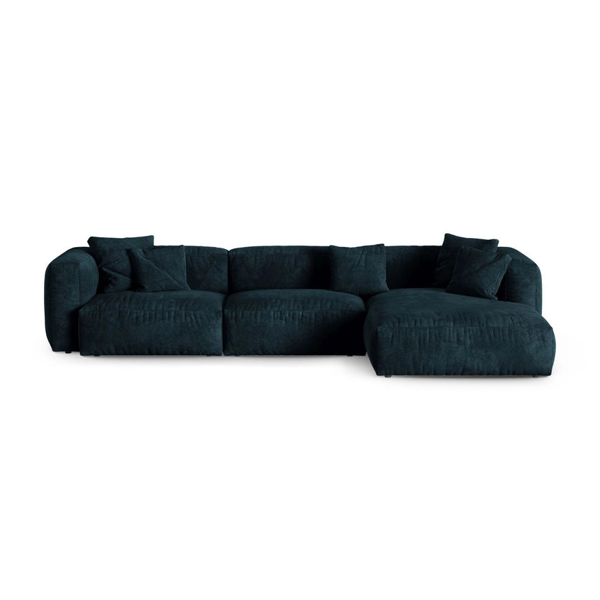 Martina modulares Ecksofa, Rechte Seite, Sitztiefe 90 cm, aus Samt in Deep Petrol (Vogue 13), 330x176 cm von Micadoni – Bild 1